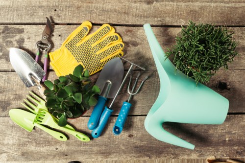 Seasonal garden maintenance showcasing different plants